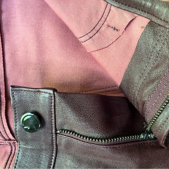 J Brand Tonya Burgundy Leather Moto Pants size 27 - Picture 6 of 6